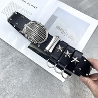 Nouvelle ceinture en cuir PU de haute qualité avec boucle en alliage, style hip-hop, tendance rock star, mode funky, unisexe, cadeau pour homme, largeur 3,8 cm, longueur 105 cm