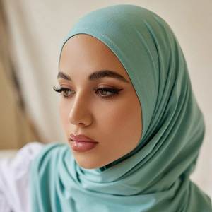 Haute qualité respirant Jersey Hijab couleur unie Hijab écharpe Jersey léger écharpes musulman Hijabs Jersey pour les femmes - Product Image 3