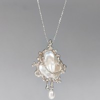 Chaîne de pull pour femme en cuivre imitation baroque avec perles et attrape-rêves, style élégant et sportif, luxe léger, perles de laboratoire