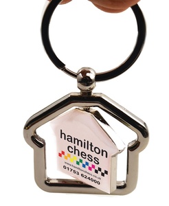Rotatable House Shape Promotion Gift Keychain Personalized Logo Keyring