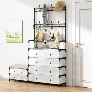 <b>Shoe</b> Rack With Hooks And Drawers 20-35 Pairs Capacity Standing Type <b>For</b> Home Dormitory Rental Apartment - Product Image 1