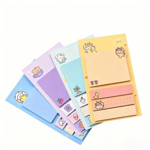 X418 Blocs-notes autocollants de papeterie à motifs de dessins animés pour étudiants et bureau, pour mémos classifiés, marqueurs de messages et index, réutilisables - Product Image 1