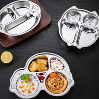 Assiette Moderne Simple en Acier Inoxydable pour Enfants, Assiette à Grille pour Bébé, Motif Dessin Animé, Rentrée Scolaire, Durable, Compatible Lave-Vaisselle, Non Toxique