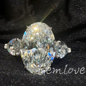 实验室种植钻石结婚戒指-18k金CVD 10ct女性带祖母绿切割复古和定制永恒珠宝 - Product Image 5