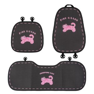 Housses de siège auto en maille rose motif chaton, ensemble complet arrière, décoratives, respirantes et fraîches pour l'été - Product Image 5