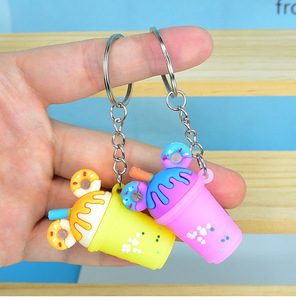 Kreatives Design von Eiscreme Milch Tee tasse Schlüssel anhänger Niedliche Kinder Schult asche Anhänger Getränk Schlüssel anhänger - Product Image 6