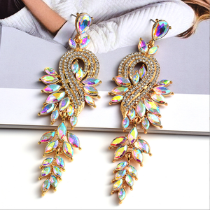 新款长经典彩色水晶耳环高品质复古吊坠金属饰品女性配件 - Product Image 4