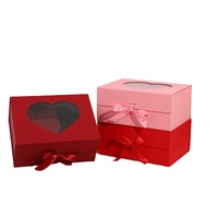 Boîte cadeau en forme de cœur avec ruban, boîte pliable pour bouquet de fleurs, emballage cadeau