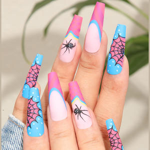 Long Coffin Press on Nails Artificielle Full Cover Design avec Colle Style Gothique Private Label Disponible pour une utilisation en salon d'art des ongles - Product Image 6