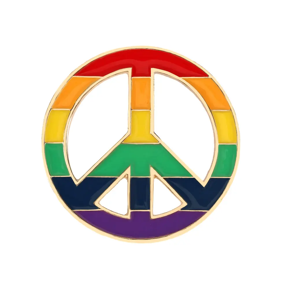 Symbole de la guerre nucléaire signe de paix arc-en-ciel badge en émail doux