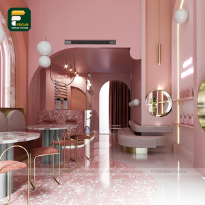 Conception d'intérieur de boutique de bubble tea rose personnalisée, mobilier moderne pour magasin de boissons, fabrication de mobilier et d'accessoires - Product Image 1