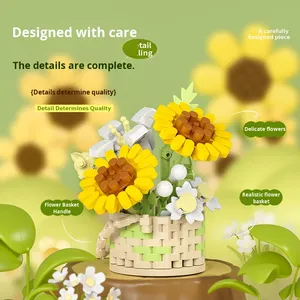 Bloques de Construcción Educativos para Niños, Modelo de Micro-partículas de Cesta de Girasoles, Adecuado para Niños y Niñas como Regalo - Product Image 5