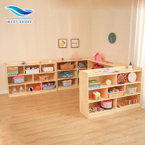Gabinetes de juguete de madera para guardería Montessori, almacenamiento para niños, jardín de infantes, muebles para niños en edad preescolar, estante de juguete de cuatro niveles, organizador de almacenamiento - Product Image 1