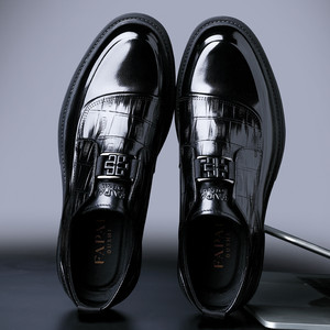 FAPA Men's Genuine Leather <b>Slip</b>-On Loafers Black Business Formal Wedding Shoes Top Grain Cowhide <b>Full</b> Grain Leather - Product Image 4