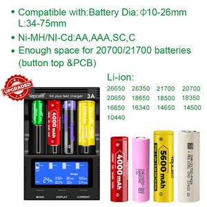 Vapcell S4 cộng với sạc thông minh nhanh chóng có thể sạc lại pin sạc <span class=keywords><strong>Lithium</strong></span> Ion <span class=keywords><strong>Battery</strong></span> <span class=keywords><strong>Charger</strong></span> cho Ni-MH NI-CD AA AAA tế bào - Product Image 2