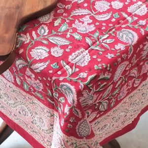 Ấn Độ Handmade Khối In Bông Bảng Bìa Đặt Hoa Thiết Kế Khăn Trải Bàn Với Runner Và Thảm Thủ Công Khăn Trải Bàn - Product Image 1