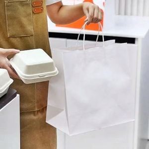 Custom Printed Your Own Logo <b>Biodegradable</b> Kraft Brown Paper Bags for Restaurant Catering Fast Food Takeaway Pillow <b>Packaging</b> - Product Image 5