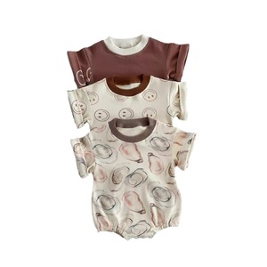 Nouveau-né bébé vêtements pur coton imprimé été respirant bébé une pièce triangle bébé barboteuse ramper vêtements - Product Image 1