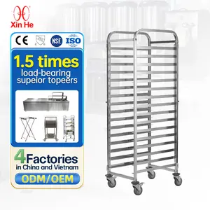 Movable Higher Single Side Stainless Steel 201 Bread Bakery Tray Rack Trolley Cart For Baking