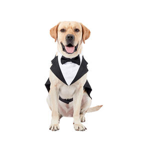 Baju Formal pesta pernikahan anjing setelan tuksedo dan kerah Set anjing pangeran dasi kupu-kupu pakaian kain semua musim - Product Image 3
