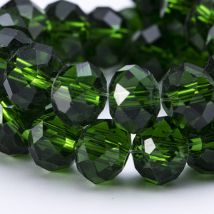 4mm 6mm 8mm 론델 유리 구슬 녹색 원색 컬러 각진 원형 구슬 쥬얼리 제작 DIY 공예용 - Product Image 1
