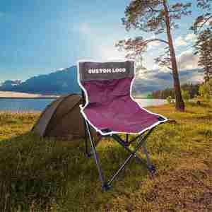 Chaise de pêche pliable portable rayée personnalisée pour l'extérieur, chaise de plage bleue pliable pour le camping - Product Image 1