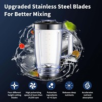 Récipient de rechange en plastique de haute qualité pour mixeur, 1,6 L, sans BPA, avec lames à 4 feuilles
