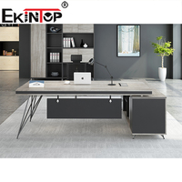 Ekintop Director Contemporáneo Gris Jefe Melamina Simple Trading Chairman Mesa de extensión en forma de L Escritorios de oficina ejecutivos