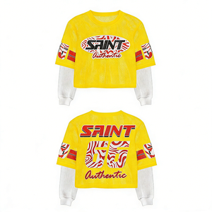 Camiseta Deportiva de Fútbol Hip Hop con Cuello en V, Estilo Urbano, Holgada y Corta, Personalizada con Logotipo de Tontons para Hombre - Product Image 3