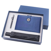 Ensemble de cahiers d'affaires avec logo personnalisé Boîte cadeau d'entreprise isolée avec gobelet parapluie pour employés clients Cadeaux d'affaires promotionnels