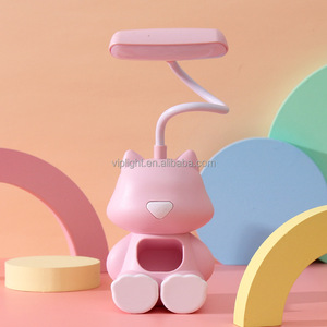 Lámpara de escritorio de gato recargable, lámpara de estudio <span class=keywords><strong>LED</strong></span> Flexible con Control de interruptor, lámpara de mesa pequeña con soporte para teléfono para sala de lectura en casa - Product Image 1