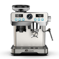 Máquina de Espresso Semiautomática Anbo, 20 Bares de Presión, Acero Inoxidable, Control Digital, Programable, Molinillo Ajustable, 2 Tazas