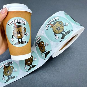Pegatinas Redondas Personalizadas con Logotipo, Resistentes al Agua, de 2 y 3 Pulgadas, para Bolsas de Comida para Llevar, en Rollo - Product Image 3