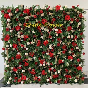 Tissu personnalisé 5D/3D enroulé blanc soie artificielle fleur de <span class=keywords><strong>pampa</strong></span> <span class=keywords><strong>rose</strong></span> panneau de fond de scène murale décoration de mariage mur de fleurs artificielles - Product Image 2