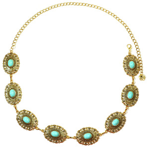 Chaîne de taille pour femme, style bohème western, motif floral turquoise, en métal, pour usage quotidien, en alliage de zinc, taille unique - Product Image 5