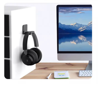 Gantungan Headphone di bawah meja dengan klip mudah, hemat ruang untuk aksesori headset, Meja game, dan kantor
