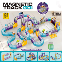Ensemble de jouets de train électrique sur rail magique, blocs de construction en cube pour enfants
