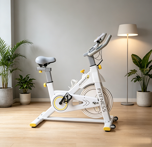 Bicicleta de Spinning Blanca de Lujo para Interiores, Bicicleta de Ejercicio Ajustable para Uso Doméstico con Monitor LCD - Product Image 5