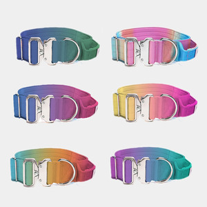 Nuevo collar de perro táctico personalizado Color degradado Collar de perro de nailon Correa con hebilla de Metal y acolchado suave para perros - Product Image 2
