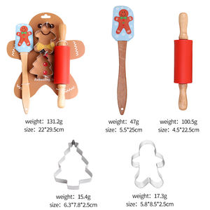 Kit de cuisson de noël 4 pièces spatule en Silicone sans BPA <span class=keywords><strong>emporte</strong></span>-pièce rouleau à pâtisserie oeuf fouet résistant à la chaleur pinces alimentaires coffret cadeau - Product Image 2