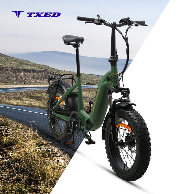 TXED 20 Inch Fat Tire Electric Folding Bike 500W Motor 48V 15Ah Battery 7-Speed Gears Hydraulic Disc Brakes E Bike Folding