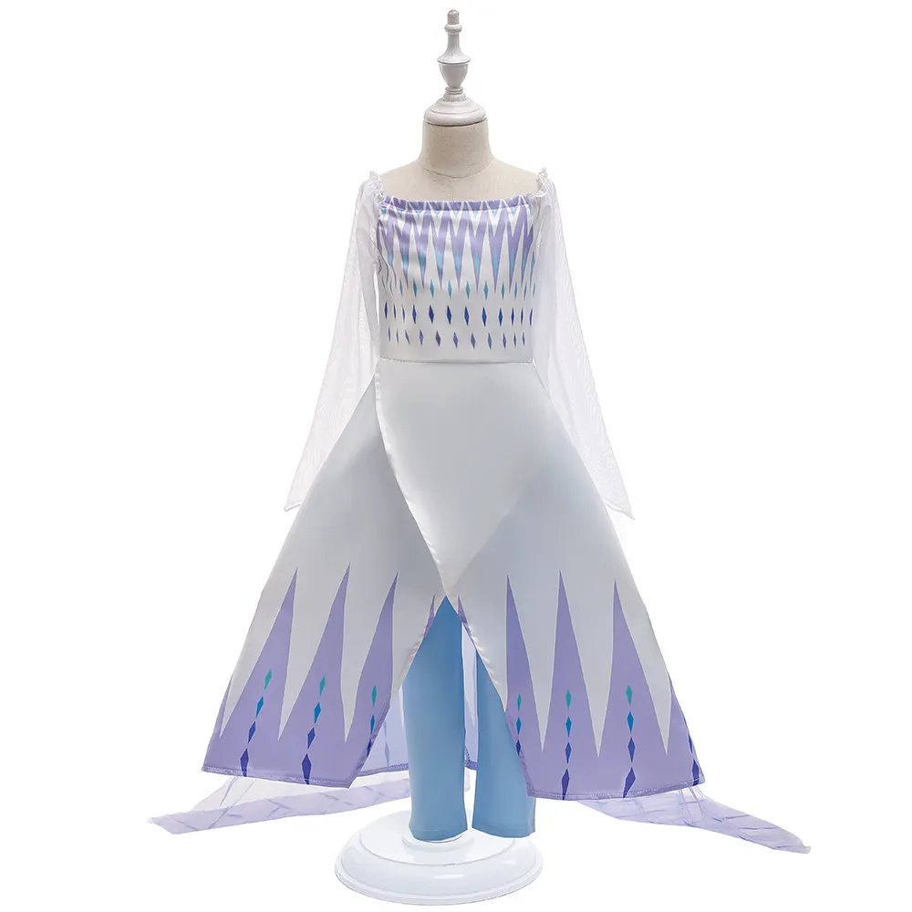Yeni varış stok Elsa Frozen2 Anna beyaz elbiseler Cosplay karton kostüm BX1670