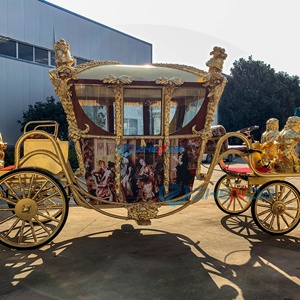 Chariot de balade de luxe moderne, style carrosse de Cendrillon, sculpté sur mesure, six places, quatre roues, pour mariage de princesse - Product Image 3