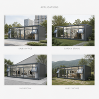 Vente en gros de maisons mobiles préfabriquées, conteneurs modulaires à façade en verre trempé, service d'installation clé en main complet
