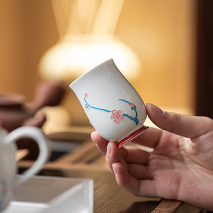 Guanlan Plum Blossom Tea <b>Cup</b> Porcelain Round Traditional Chinese Style Master <b>Cup</b> For Tea Tasting - Product Image 1