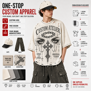 เสื้อยืด B2B แบบสั่งทำพิเศษ ผ้าคอตตอนหนา 300GSM ทรงโอเวอร์ไซส์ ตัดสั้น ทรงบ็อกซี่ ลายกราฟิกประดับเพชร เสื้อยืดผู้ชาย - Product Image 1