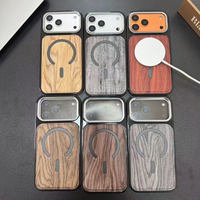 Coque de protection minimaliste en grain de bois magnétique antichute et antichoc résistante aux rayures pour iPhone 17 Pro Max et 17 Air