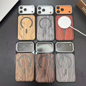 Très populaire aux États-Unis pour <span class=keywords><strong>iPhone</strong></span>, <span class=keywords><strong>coque</strong></span> de téléphone classique en PC avec pièce en bois, antichoc, magnétique, étui de protection pour téléphone portable - Product Image 3