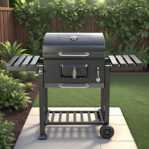 <span class=keywords><strong>Barbecue</strong></span> à charbon de bois en fer <span class=keywords><strong>sur</strong></span> <span class=keywords><strong>mesure</strong></span>, pour l'extérieur, le camping, en métal noir, sans fumée, avec chariot - Product Image 4