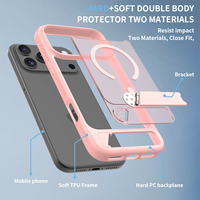 Coque de téléphone magnétique populaire pour iPhone 17 Pro Max avec support, coque de téléphone portable translucide mate antichoc souple